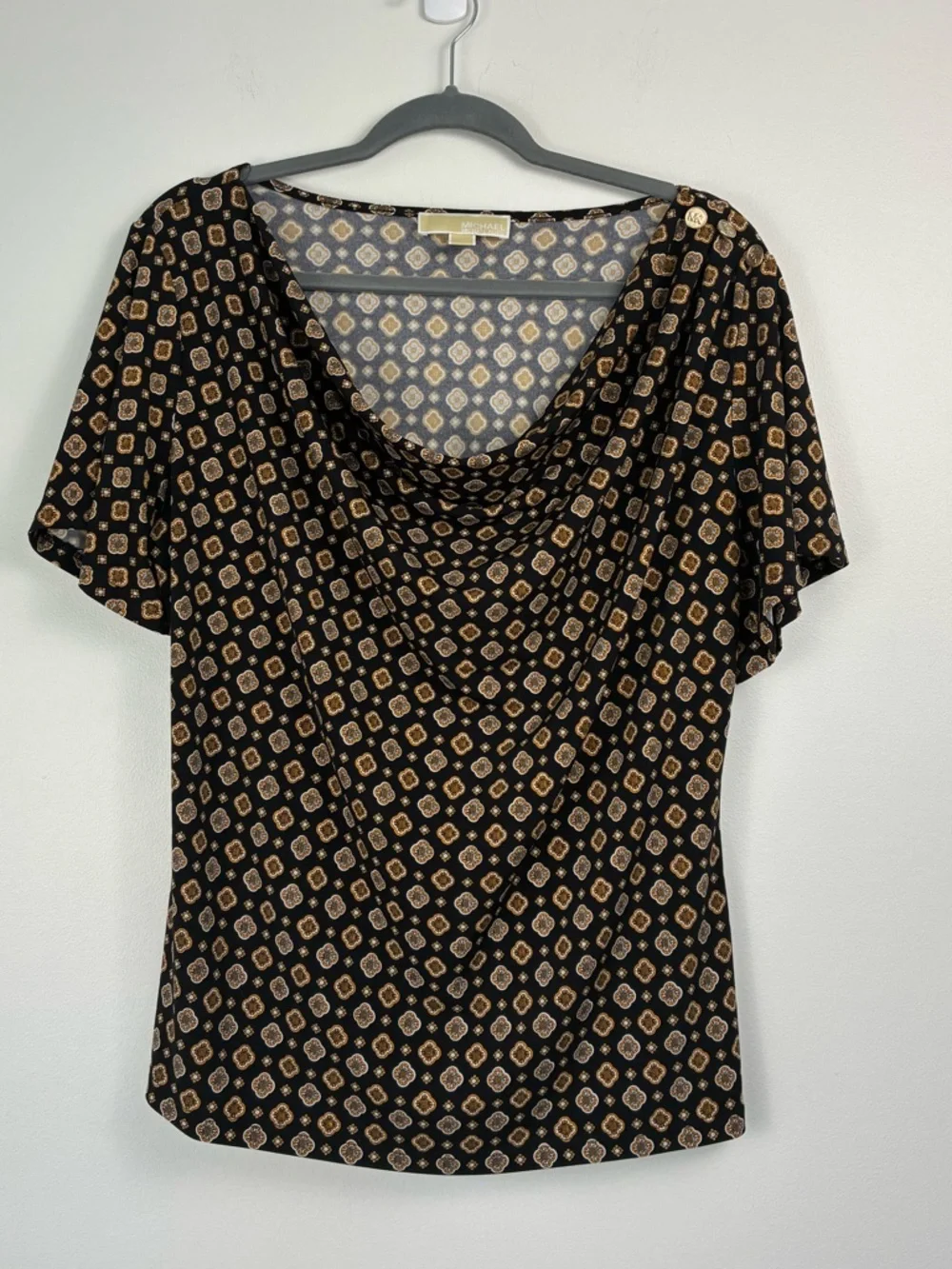 Michael Kors Printed Cowl Neck Top | Draped Blouse | - Picture 1 of 5
